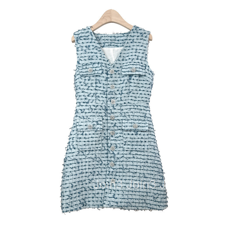 2025 Summer Autumn New Style Socialite Chic Elegant Base Short Dress Whitening High Waist Sleeveless Vest Dress