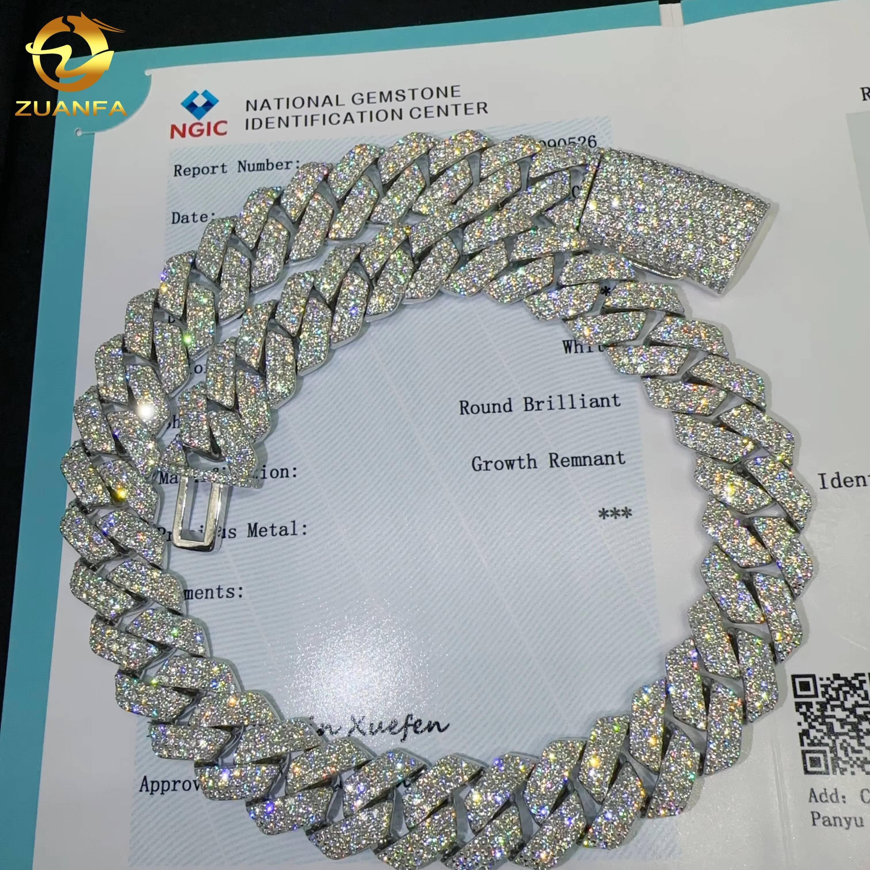 20MM Width Real Lab Diamond HPHT Iced Out Diamond Hip Hop Cuban Link Chain Cuban Bracelet Men