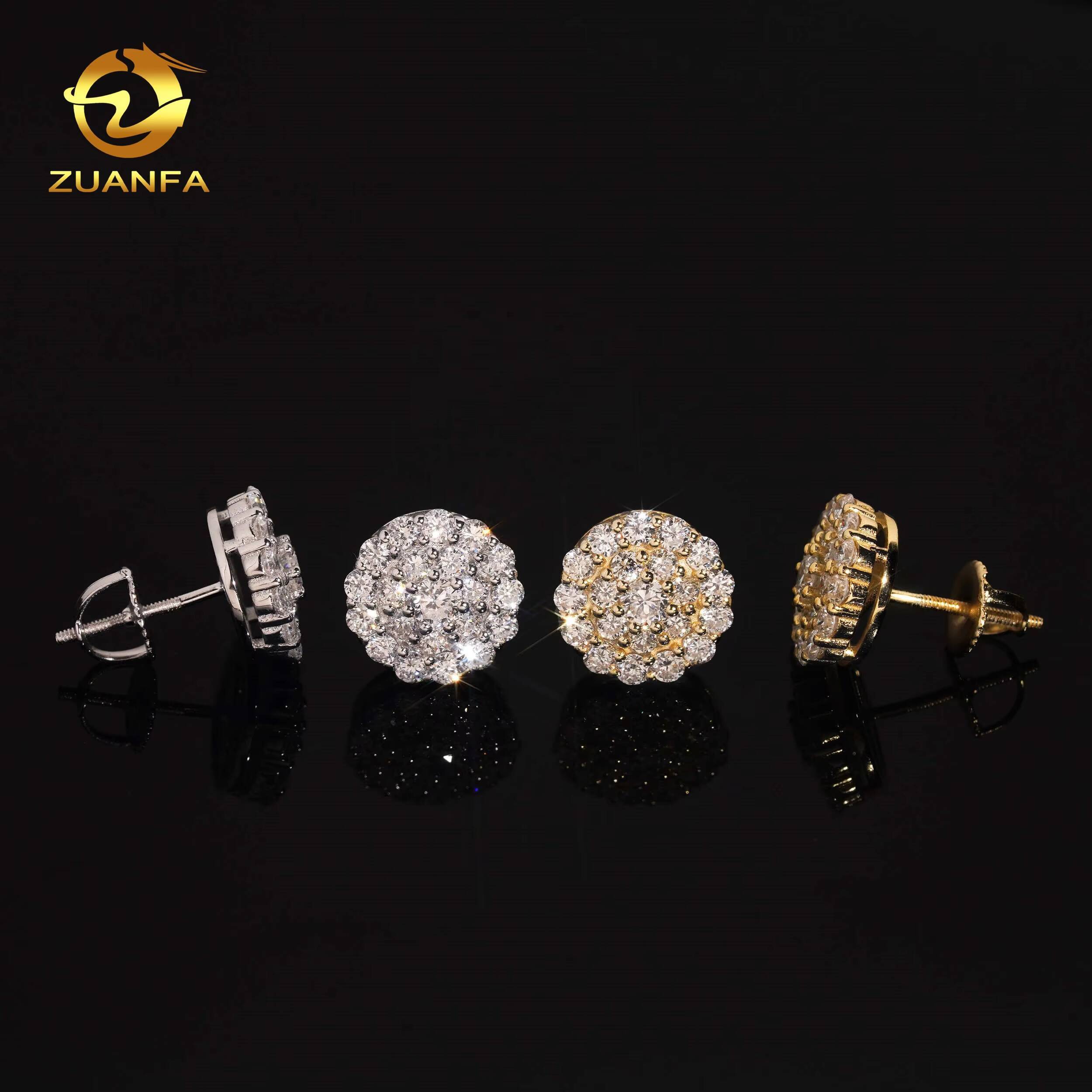 Fine Jewelry Lab Grown Diamond Certified 925 Silver Screw Back 11mm Hip Hop Iced Out Men Earrings