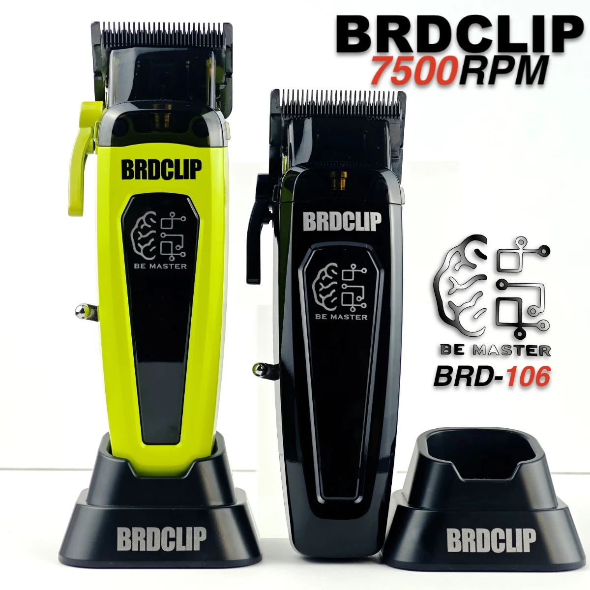 BRDCLIP Professional Electric Clipper BRD 106 Hair Trimmer for Man 7500RPM with Base 5-adjusted DLC Blade Barber Machine 250725 C260312