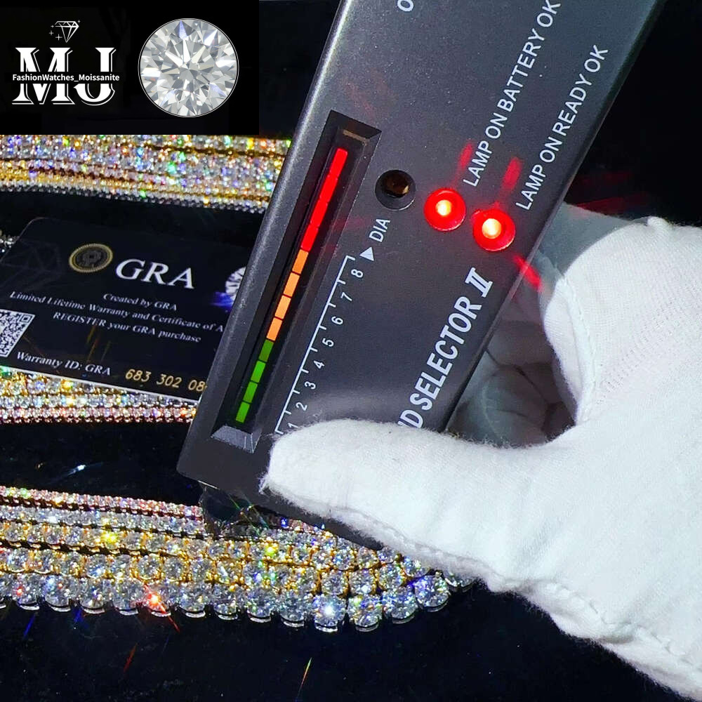 Custom Hip Hop Jewelry Necklace 2Mm 3Mm Sterg Sier Hiphop VVS Moissanite Tennis Chain