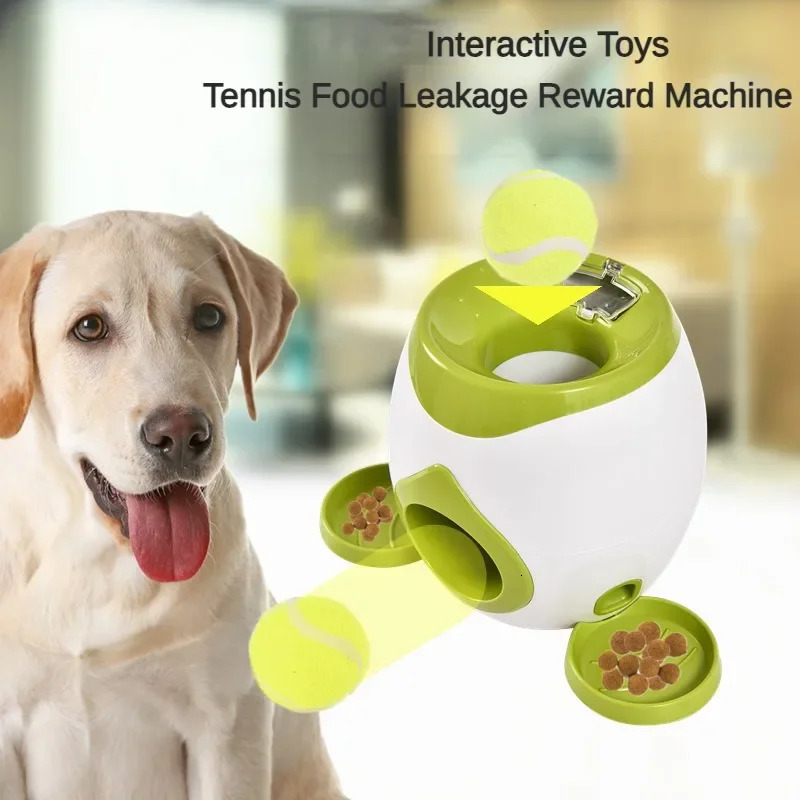 2 in 1 Dog Pet Interactive Toy Tennis Ball Launcher Automatic Throwing Training Reward Machine Fun Feeding Supplies 250729