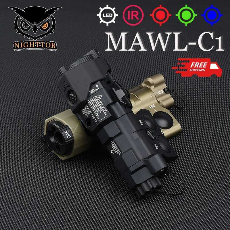 Tactical MAWL All Metal MAWL-C1 IR Aiming Red Dot Green Blue Adjustable Right and Left Switch Weapon Hunting Scout Light XJ250728