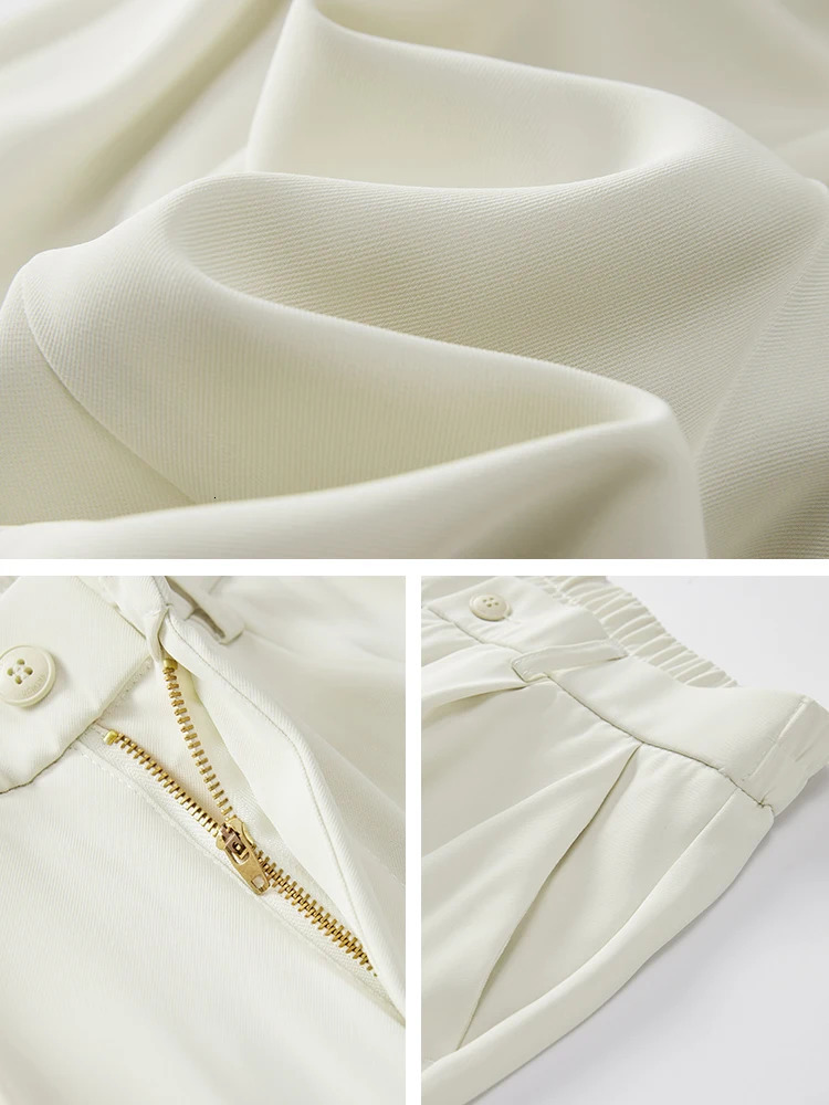 2023 Summer Casual Pants Men Breathable Polyester Korean Fashion SemiWide Banded Waist Slacks Straight Loose Drape Trousers 250729