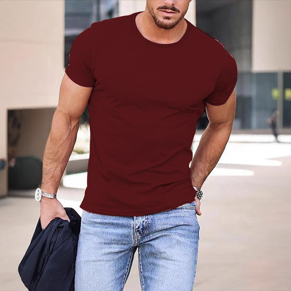 15 color round neck printed T-shirt summer pure cotton casual versatile fashion short sleeved mens top