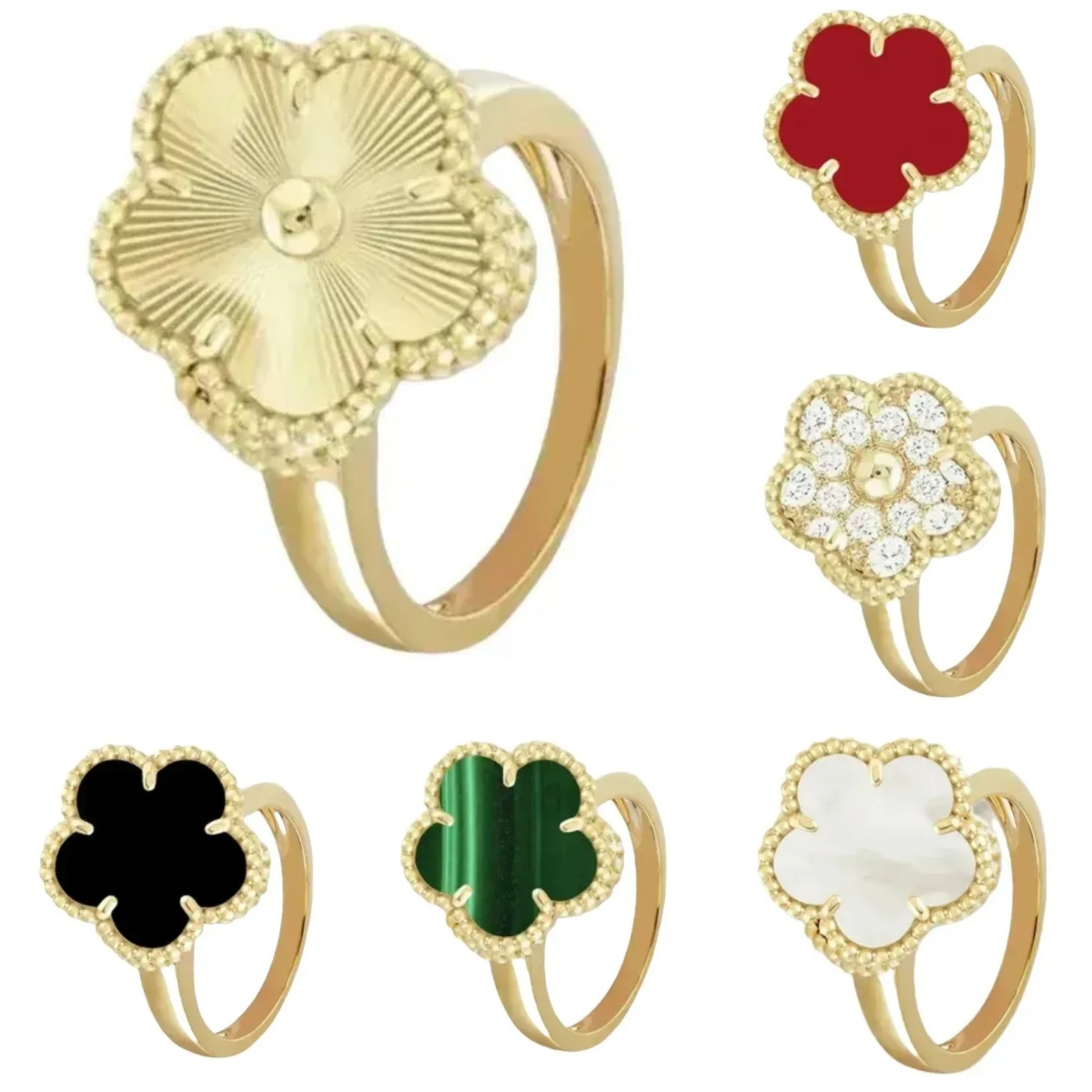 Gold Clover ring designer ring flower rings designer for women men party engagement wedding gift luxury jewelry classic travel 18K Gold Plated ring necklace