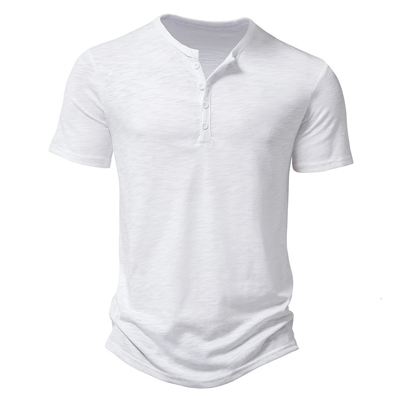Henley Collar Summer Mens Casual Solid Color Short Sleeve TShirt For Men Fashion Button Polo Male High Quality Top Tees Shirts 250729