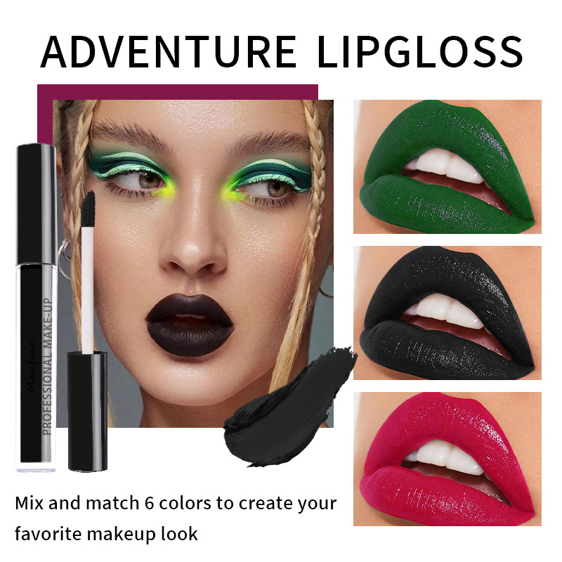 3PCS Liquid Lipstick Sets Waterproof Matte Black Blue Sexy Lip Gloss Long Lasting Nude Lip Tint Stain Makeup Velvet Cream Lip Gloss Semi-Matte Lip Gla