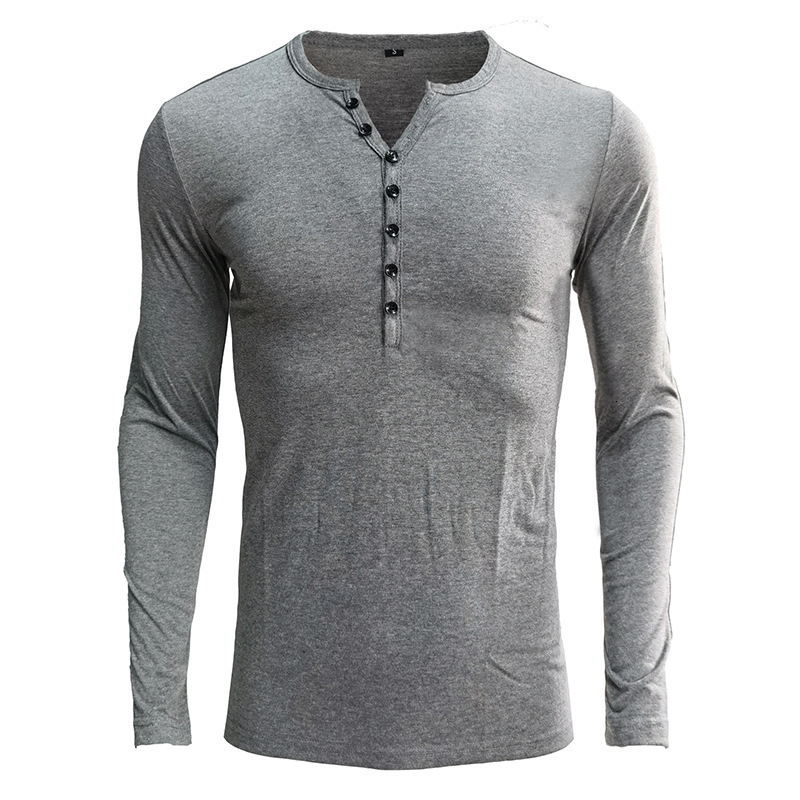 Spring and Autumn clothing mens T-shirt long sleeved mens base shirt mens Henry shirt