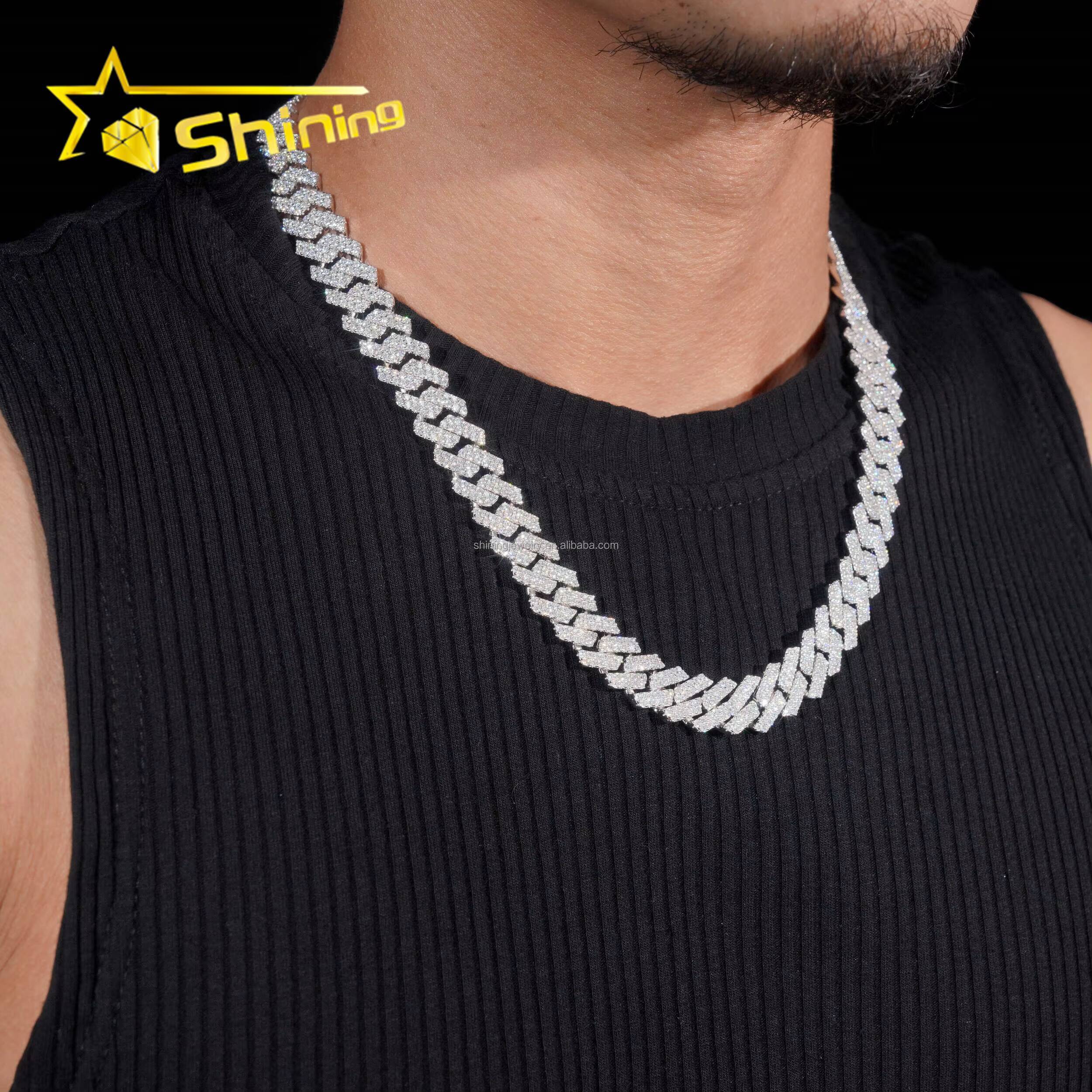 Stock Hot Selling Pass Diamond Tester GRA Certificate 13mm Iced Out Moissanite Cuban Link Chain S925 Hip Hop Miami Cuban Chain