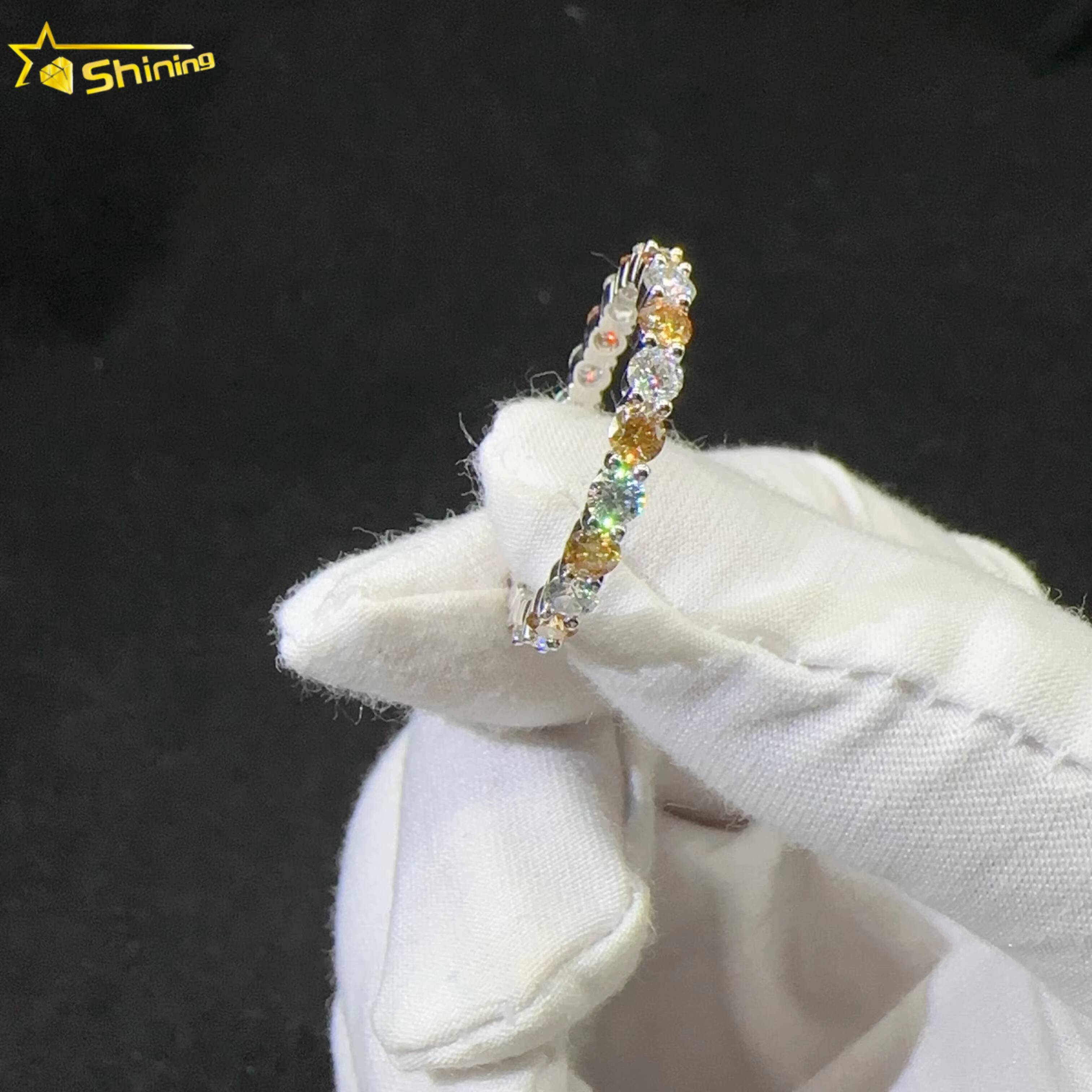 Custom Women Iced Out Eternity 925 Sterling Silver Gra Certificate VVS Moissanite Ring