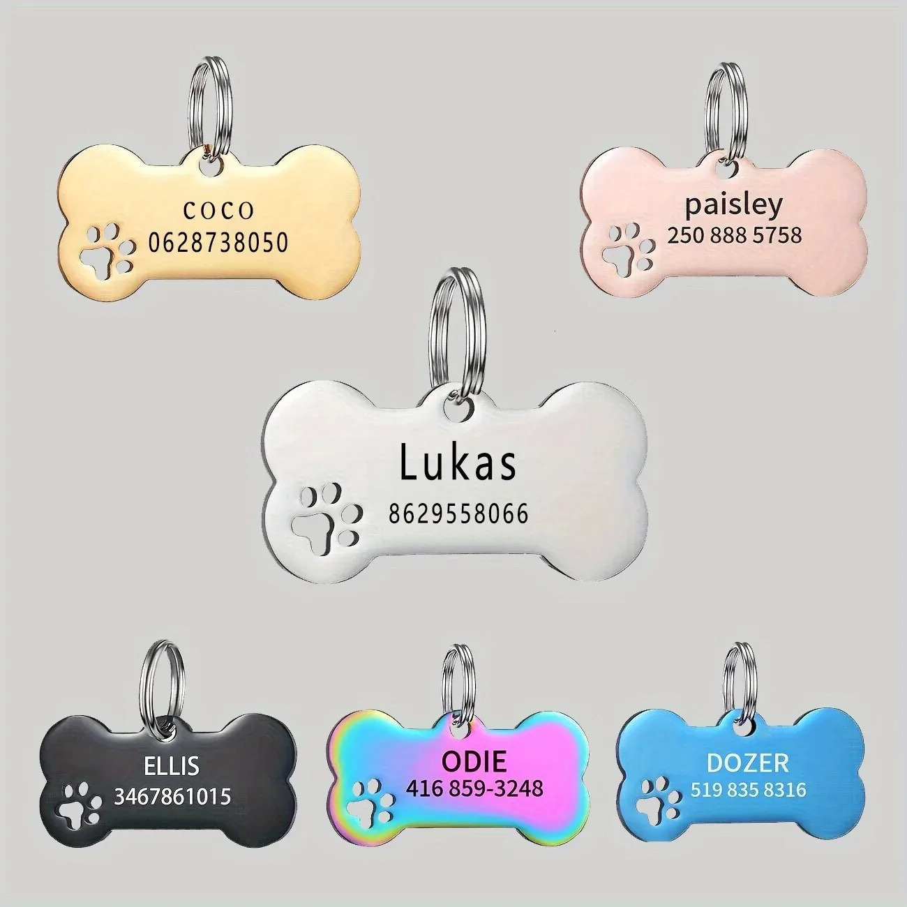 Personalized Engraved High Quality Dog Cat Tags with Name and Phone Number Bone Shaped Pet Pendant for Custom Pet Identification 250729