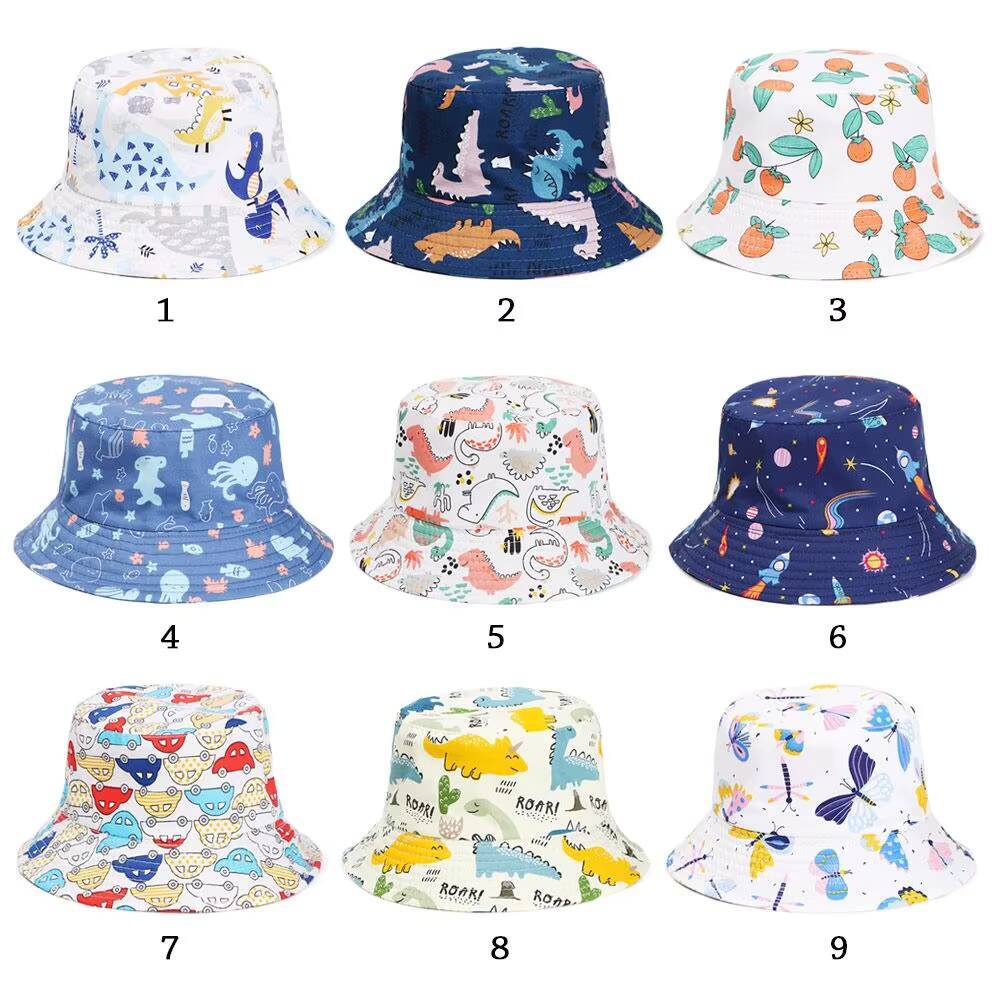 1PC Children Fisherman Sunshade Hats Graffiti Headwear Fruit Animal Basin Boy Girl Baby Panama Cap Kids Decorate Hat ddmyshoesvip