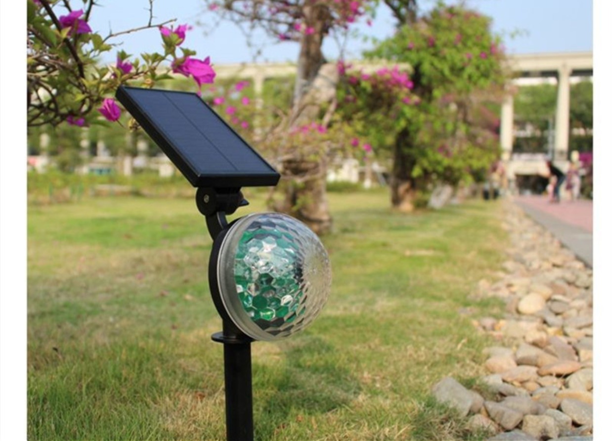 Solar Lawn Light Outdoor Waterproof Sound Control Flashing Courtyard Garden Landscape Disco Colorful Rotating Spotlight