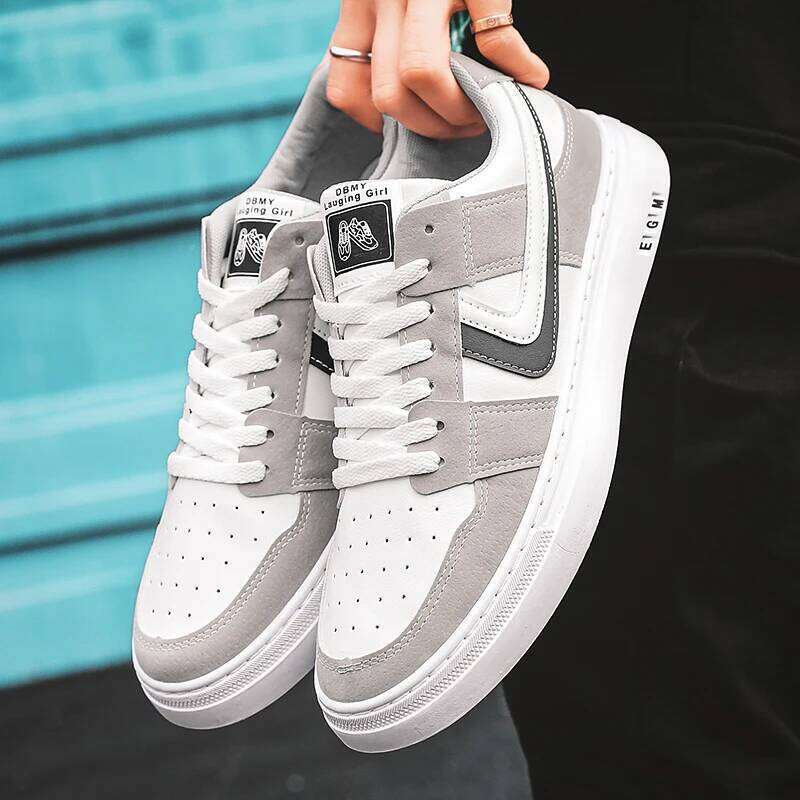 HKDQ Fashion Casual Sneakers 2025 Breathable Non-slip Skateboard Men Trainers Comfortable Leather Men's Sports Shoes