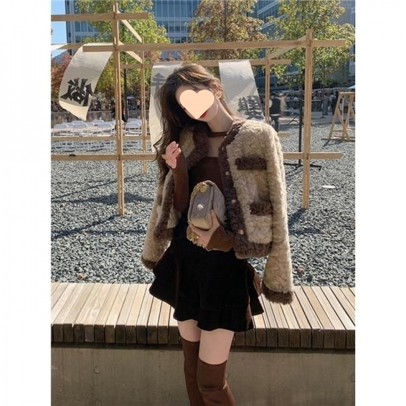 New design 2025 Spring New lambskin Coat for Women Korean style, fashionable, casual, loose, versatile and stylish short top for outerwear free shippi