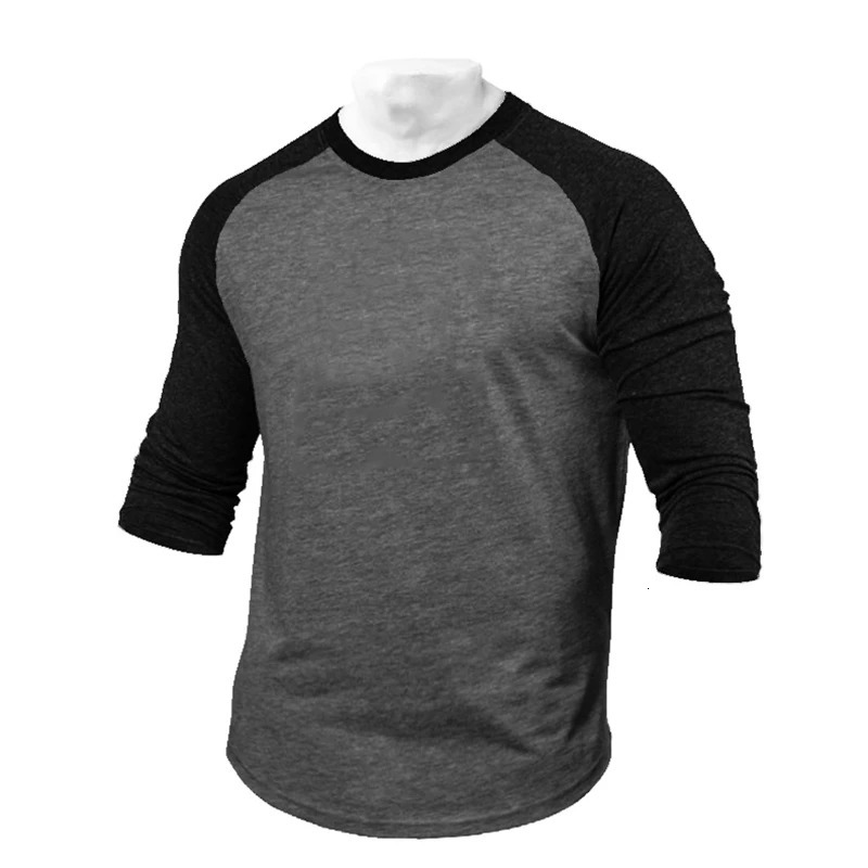 Muscleguys TShirt Men Autumn Fitness Raglan Seven Quarter Sleeve T Shirt Extra Long Streetwear Slim Fit Tee Shirt 250729