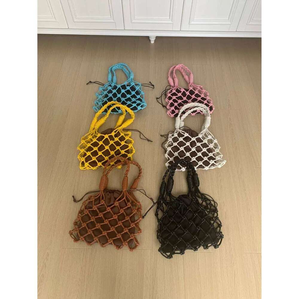 NEW Women Canvas Handbag Handmade Woven Rope Mesh Summer New Fashion Hollow Out Shoulder Bag