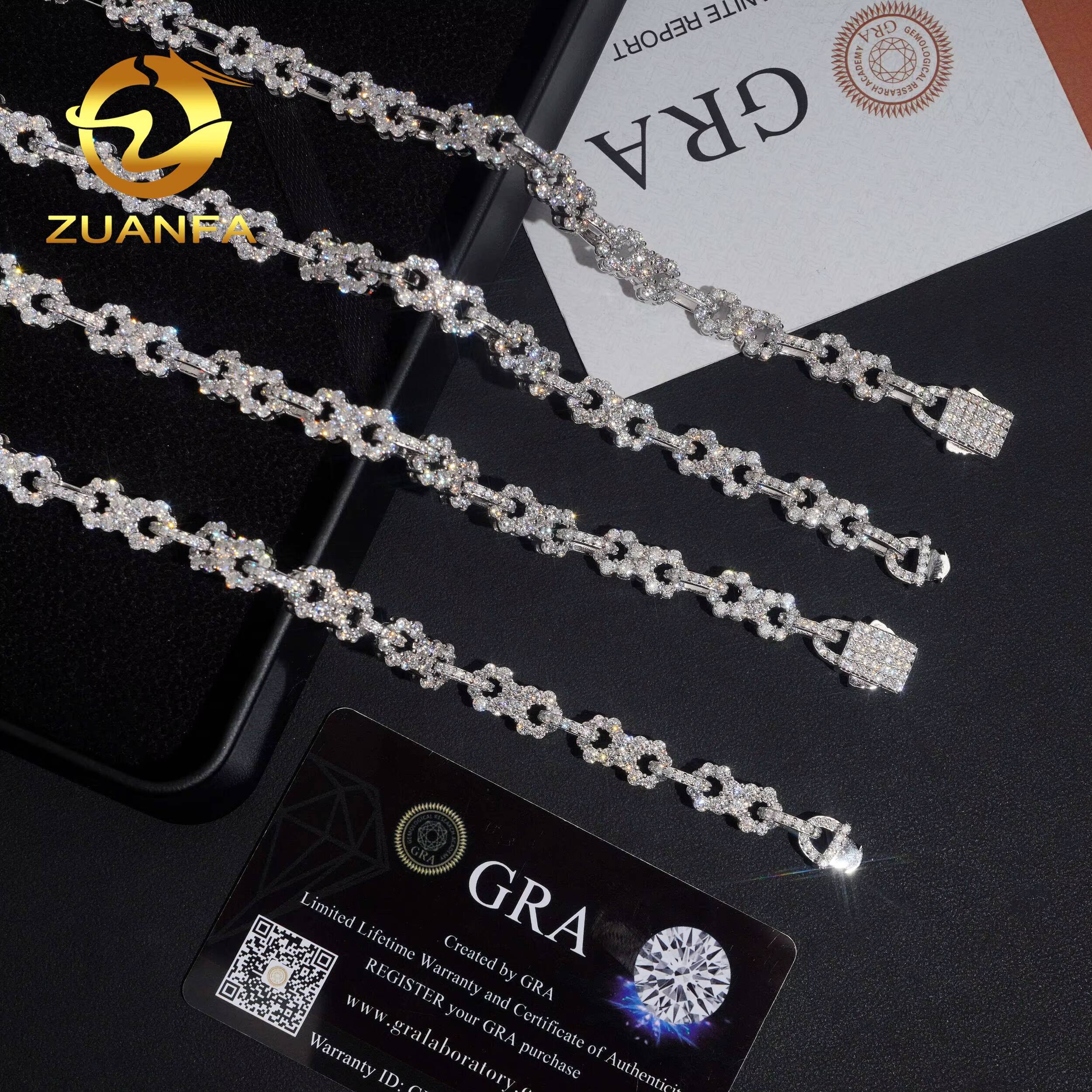 New Arrivals Iced Out Jewelry 8.5mm 925 Silver Pass Diamond Tester Moissanite Infinity Chain Necklace