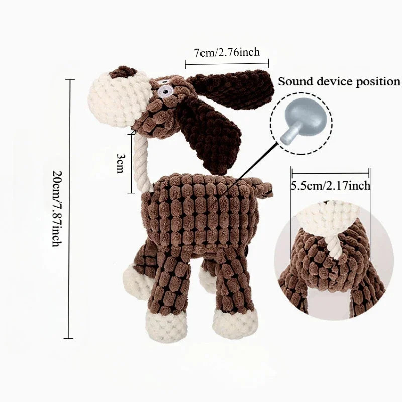 Dog Sounding Toy Molar Training Decompress Interactive Bite Resistant Donkey Shape Plush Toys Pet Supplies Accessories 250729
