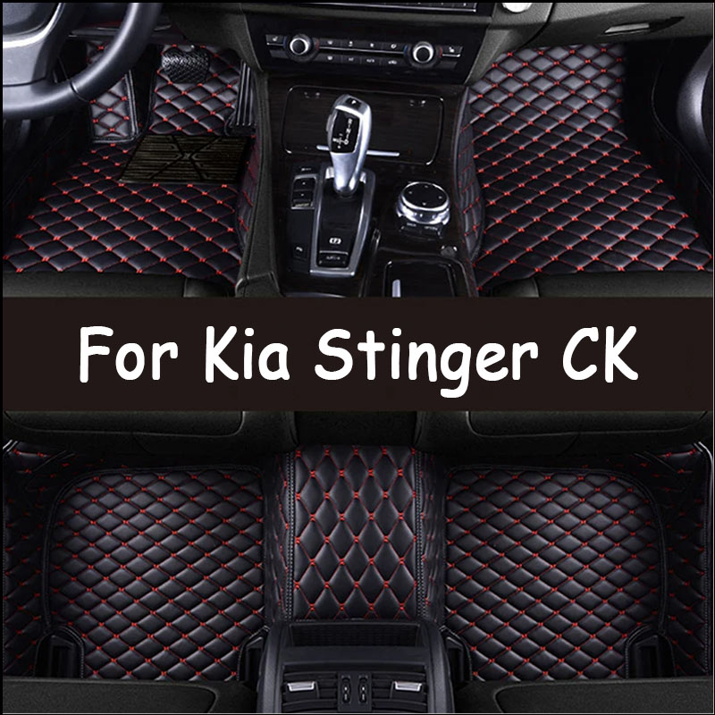 Car Floor Mats For Kia Stinger CK 2018 to 2022 Rug Carpet Luxury Leather Mat Anti Dirt Pad Car Accessories Interior Parts 2019 2020