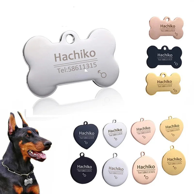 Personalized Engraved Cat Dog Pet ID Tag Dogs Anti-lost Collar Charm Engraving Pet Name Collar for Puppy Cats Collar Accessories 250729