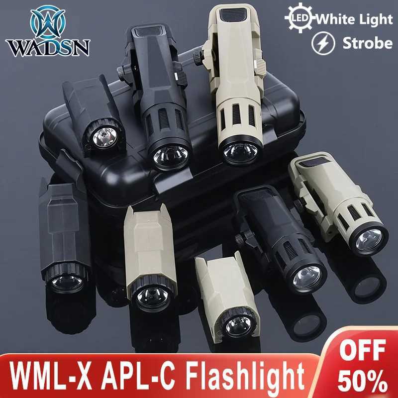 Tactical WML-X APL-C Mini Flashlight White Light Strobe with 3 Modes Fits 20mm Picatinny Rail Hunting Weapon Scout Hanging Accessories XJ250728