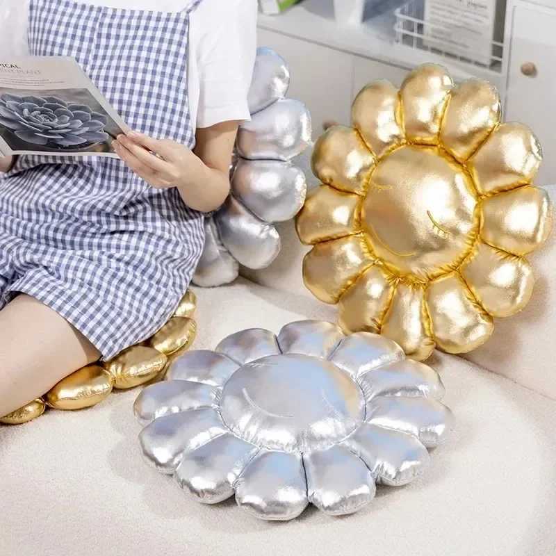 esthetic Flower Plush Cushion Cute Cartoon Rainbow Flower Stuffed Pillow Sofa Decorative Cushion Office Rest Back Cushion Decor Z250729