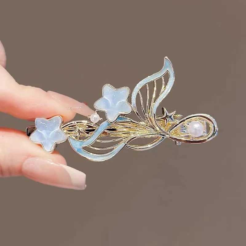 Dreamy Blue Fishtail Starfish Glaze Duckbill Clip Women Forehead Bangs Barrettes Alloy Side Clip Super Fairy Hair Accessories Z250729