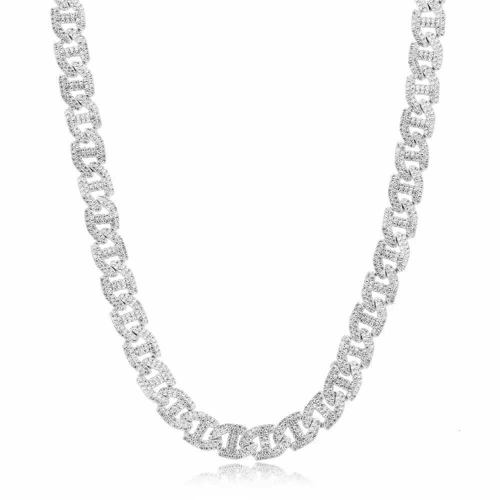 Trendy High Quality 925 Silver Personalized Cuban Necklace Mens Fine Jewelry Light Luxury Zircon Cuban Chain