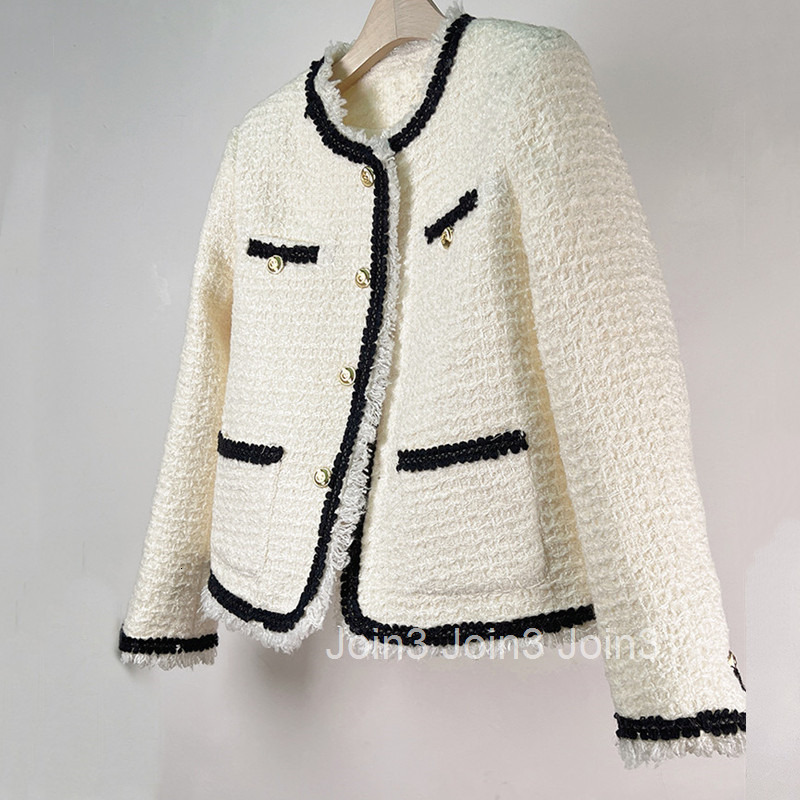 Korean Temperament Small Fragrance Coat Womens Thick Flower Woven Fabric Autumn/Winter New Network Red Book Slim Fit French Tassel South Oil