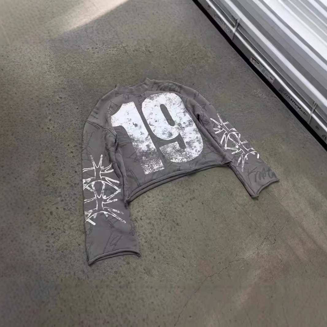 Gothic Street Style Digital Print Pattern T-Shirt Mens Fashion Hip Hop Harajuku Y2K Mens Casual Sweatshirt