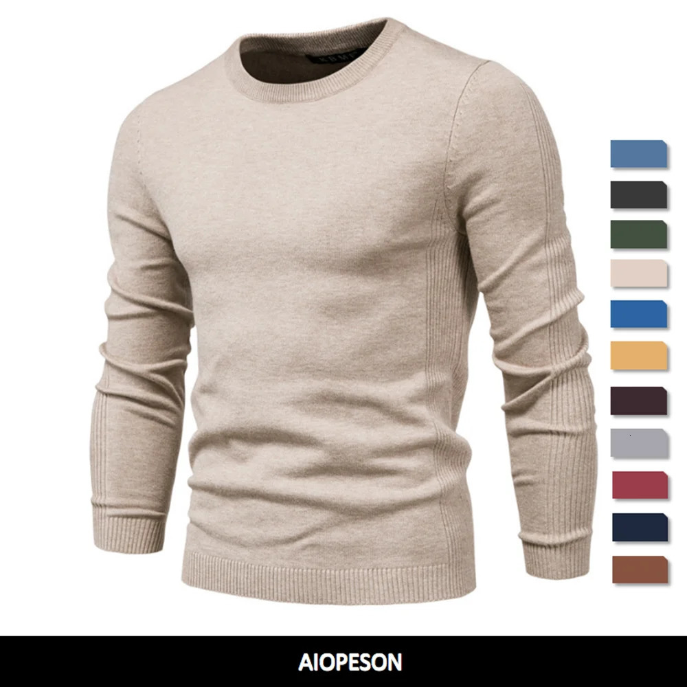Winter Thick Pullover Men Oneck Solid Color Long Sleeve Warm Slim Sweaters Mens Sweater Pull Male Clothing 250729
