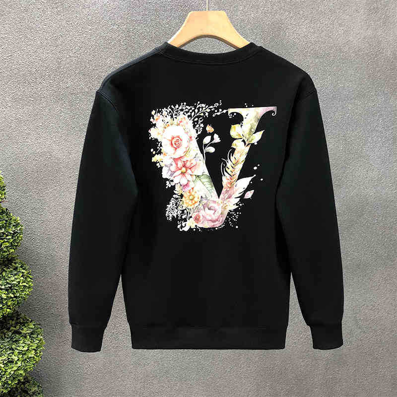 Men's Light Luxury Printed Sweatshirt Trendy Brand Stylish Spring Top 2025 Winter New Style Men's Base Layer M-5XL white black