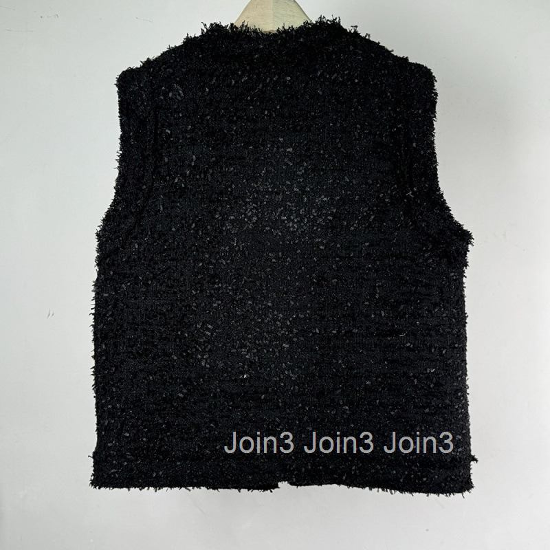 Autumn Winter Small Fragrance Style Double-Breasted French Vest Coat for Women Fashionable Vest Sleeveless Top for Women