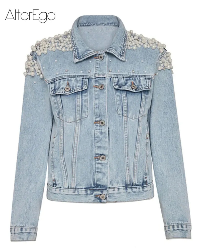 y Jean Jackets Bride Pearl Denim Coat Bridal Pearls Coats Future Outerwear Wedding Womens Clothing Solid Jacket 250729