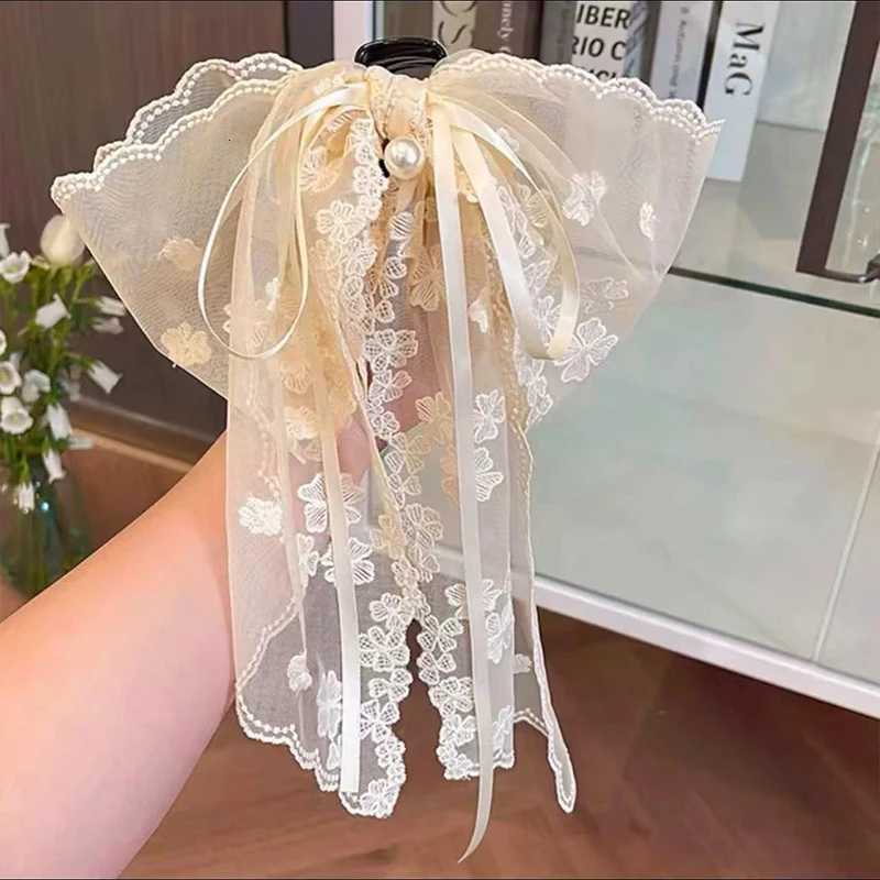 1pc Korean Ribbon Lace Bow Half-Up Hairstyle Hair Claw Gentle and Elegant Korean Style Hair Clip Versatile Ponytail Hair Clip Z250729