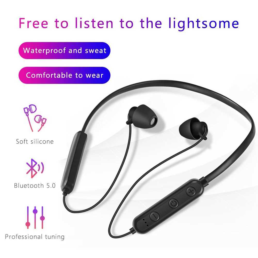 Wireless V5.0 Sleeping Earphone Soft Silicone Stereo Sports Earbuds Hanging Neck Headset Noise Cancelling Halter Movement R250728