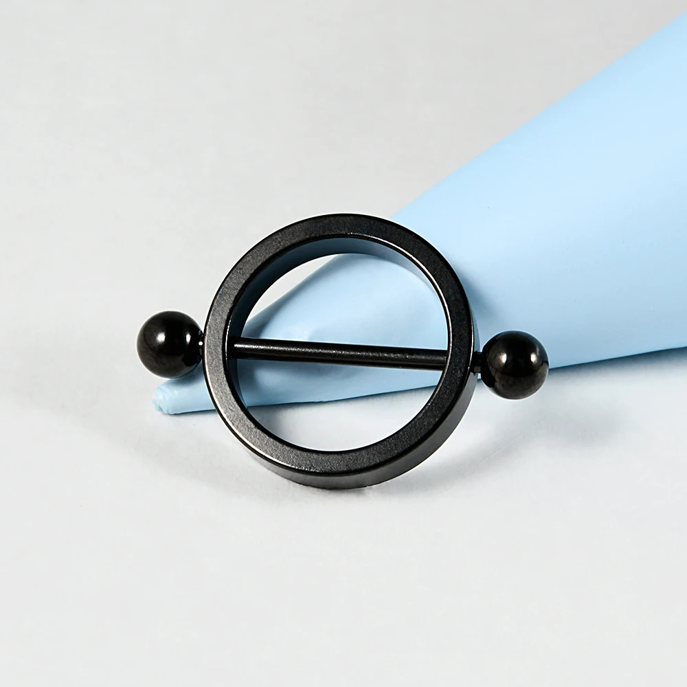 1Pair Steel Black Gold Plated Nipple Piercing Round Hoop Barbell Nipple Shield Women Sexy Piercing Jewelry 14G 250729
