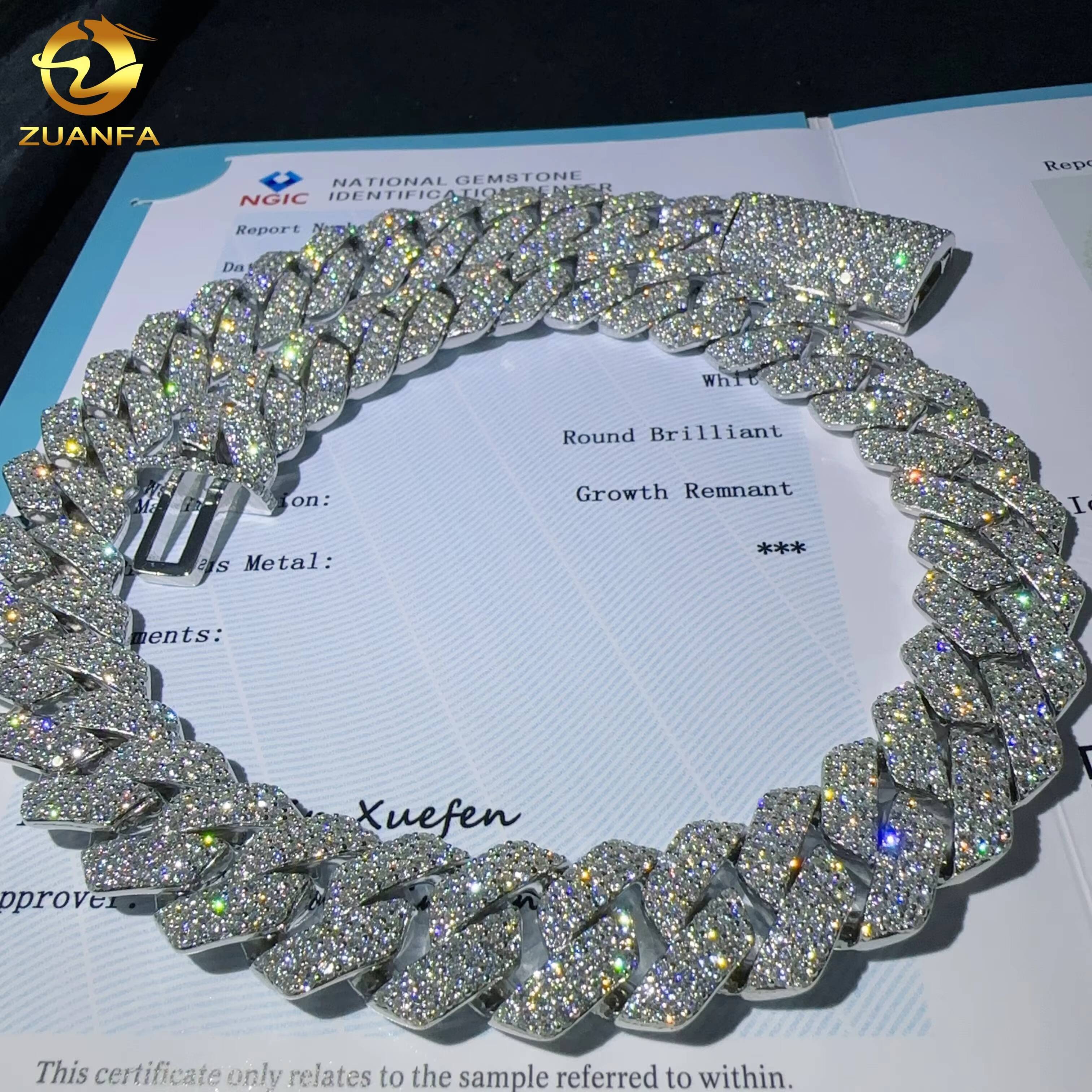 20MM Width Real Lab Diamond HPHT Iced Out Diamond Hip Hop Cuban Link Chain Cuban Bracelet Men