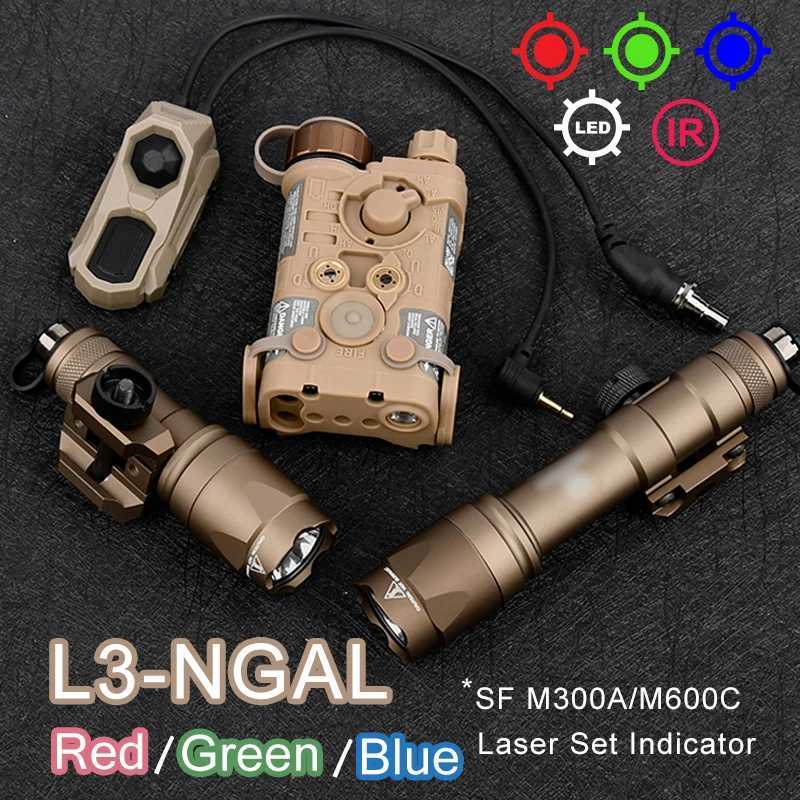 Tactical NGAL Red Green Blue Indicator M300A M600C Hunting Scout Light With Airsoft AXON Dual Control Switch Rail M300A XJ250728