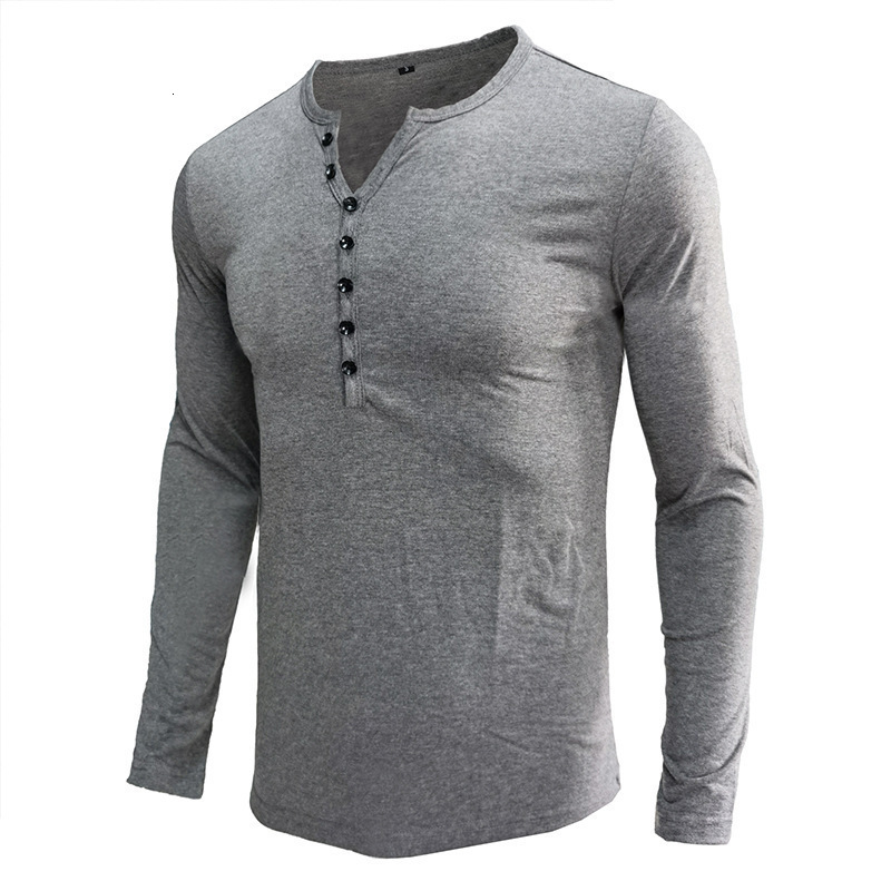 Spring and Autumn clothing mens T-shirt long sleeved mens base shirt mens Henry shirt