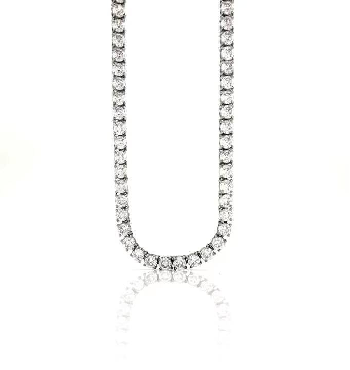 custom iced out tennis chain with vvs moissanite in 14k white gold certified floral pattern necklace for streetwear collection