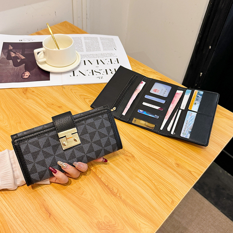 Ladies long purse print classic multi - card card bag ID card holder bag retro wallet 2025s hot