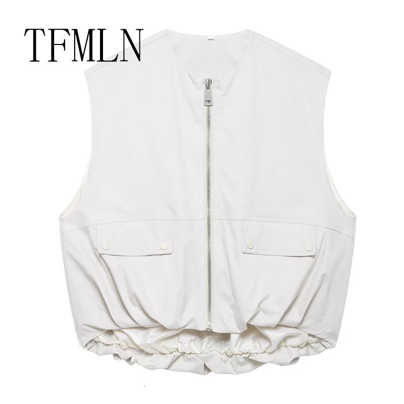 100% Cotton Womens Elegant Sleeveless Waistcoat Fashion Spring Summer Loose Zipper Vest Comfortable Leisure Pocket Coat 250729