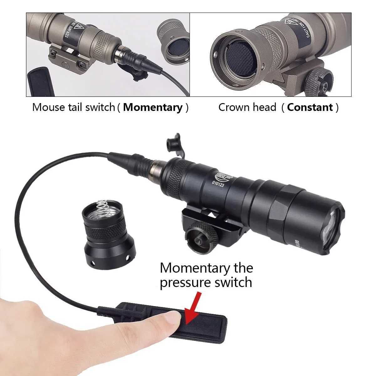 Tactical M300 M600 X300 Weapon Gun Light Remote Pressure Switch LED Flashlight Torch Airsoft AR15 Hunting Rifle Lantern XJ250728