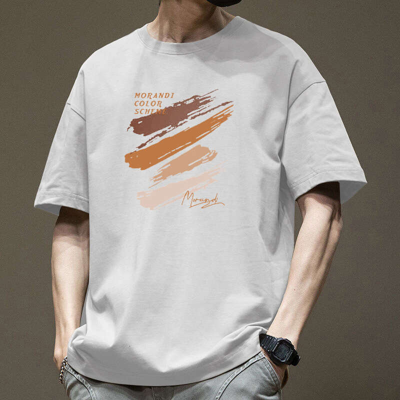 Designer T Shirt 200G Heavyweight Pure Cotton Japanese Style Short Sleeve T-Shirt For Men Summer New Trendy Loose Fit Men's Half Sleeve Tee Top G