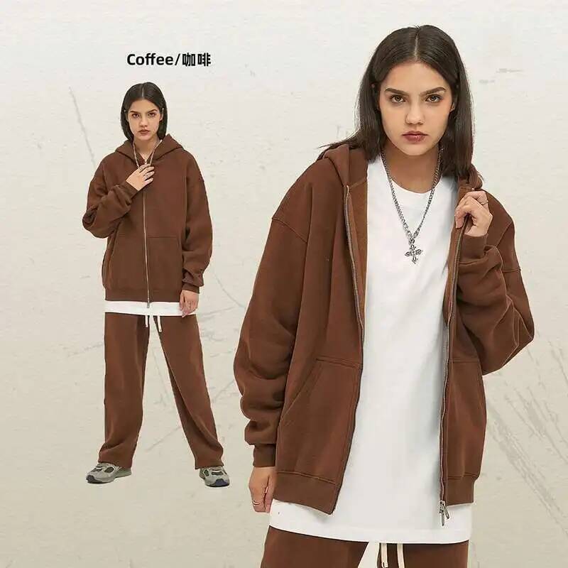 IEFB Men's Wear Male Hoodies Solid Color Winter Spring New Fashion Veet Double Head Zippers Cardigan Loose Sweatshirt 9C9351