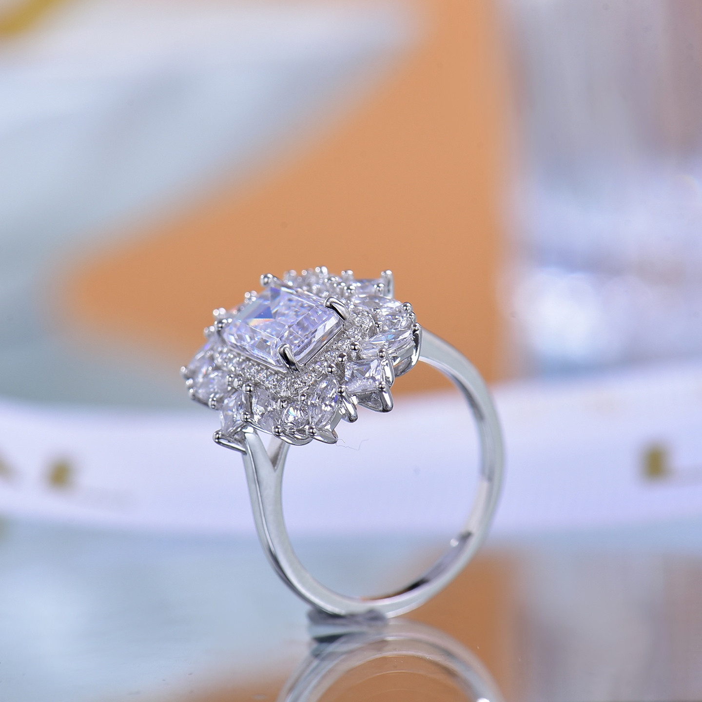 Enchanting Star and Moon Moissanite Ring - Ideal Gift for Expressing Devotion, Shiny Gem Accessory with a Cosmic Touch Moissanite Ring Gift Ring