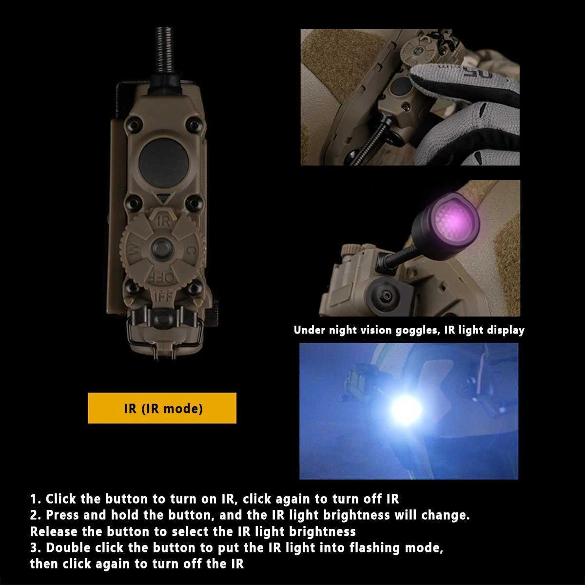 Tactical Helmet Strobe Light Sidewinder LED Helmet Light White Red Green Blue IR Light Stalk Arc Rail Helmet Clip Flashlight R250728